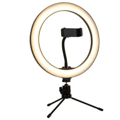 Selfie Tripod LED-ringlampe, mobilholder, USB CCT