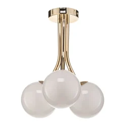 Selva loftlampe med tre glaskugler, guld