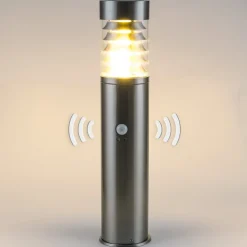 Sensor-sokkellampe Saturn, stål, højde 50 cm