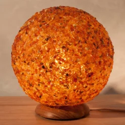 Sfærisk ravfarvet LED-bordlampe
