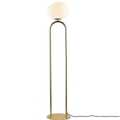 Shapes gulvlampe med glasskærm, hvid/messing