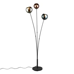 Sheldon gulvlampe med 3 glas-kugleskærme
