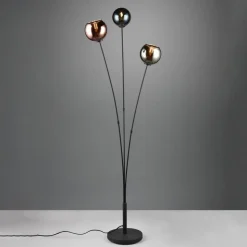 Sheldon gulvlampe med 3 glas-kugleskærme