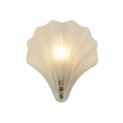Shell væglampe, hvid satineret, skalform, glas, IP44