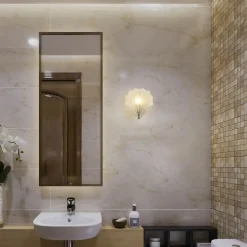 Shell væglampe, hvid satineret, skalform, glas, IP44