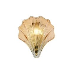 Shell væglampe, ravfarvet, skalform, glas, IP44