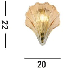 Shell væglampe, ravfarvet, skalform, glas, IP44