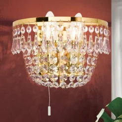 SHERATA krystalvæglampe i guld