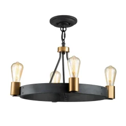 Silas lysekrone, sort, 4 lyskilder, Ø 54,9cm