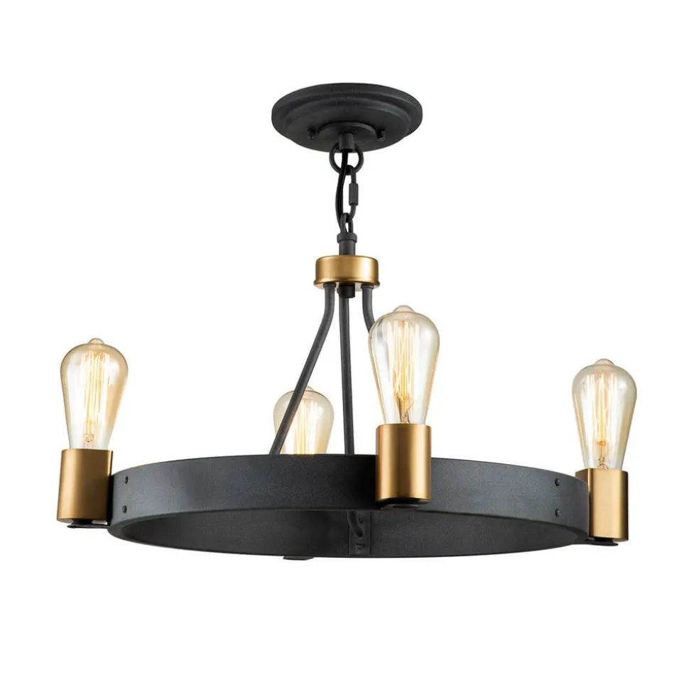 Silas lysekrone, sort, 4 lyskilder, Ø 54,9cm