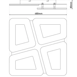 Simes loftlampe, hvid, metal, 48x48 cm, CCT, fjernbetjening