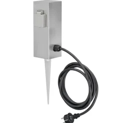 Søjle med dobbelt stikkontakt Connect S2 m. jordspyd Jordspyd