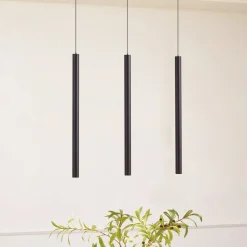 Skinne system 48V Lumaro, pendel, rørpære, 3 lyskilder, sort