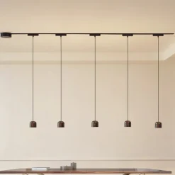 Skinne system 48V Lumaro, pendel, cylinder, 5 lyskilder, sort