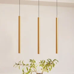 Skinne system 48V Lumaro, pendel, rørpære, 3 lyskilder, guld, CCT