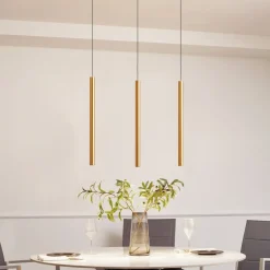 Skinne system 48V Lumaro, pendel, rørpære, 3 lyskilder, guld, CCT