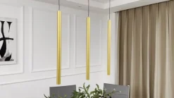 Skinne system 48V Lumaro, pendel, rørpære, 3 lyskilder, guld, CCT