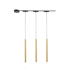 Skinne system 48V Lumaro, pendel, rørpære, 3 lyskilder, guld, CCT