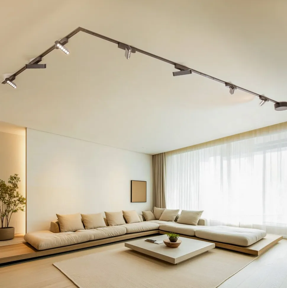 Skinnesystem Lumaro, lyskilder, 7 lyskilder, sort, 48 V, dæmpbar