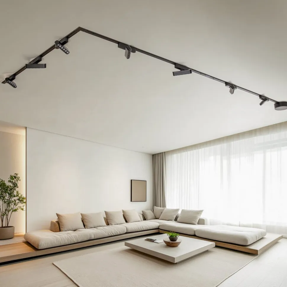 Skinnesystem Lumaro, lyskilder, 7 lyskilder, sort, 48 V, dæmpbar