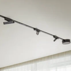 Skinnesystem Lumaro, lyskilder, 7 lyskilder, sort, 48 V, dæmpbar