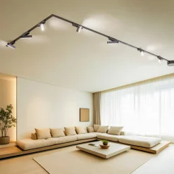 Skinnesystem Lumaro, lysliste, 7 lyskilder, sort, 48 V, dæmpbar