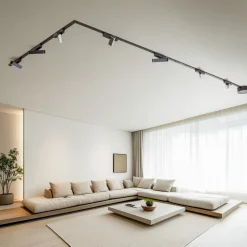 Skinnesystem Lumaro, lysliste, 7 lyskilder, sort, 48 V, dæmpbar