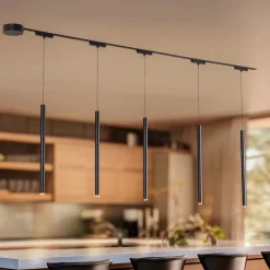 Skinnesystem 48V Lumaro, pendel, 5 lyskilder, sort, dæmpbar