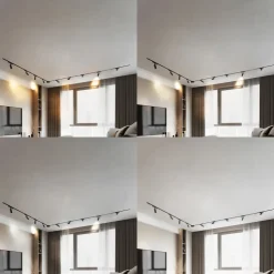 Skinnesystem 48V Lumaro, spots, 9 lyskilder, sort, 13 cm, dæmpbar