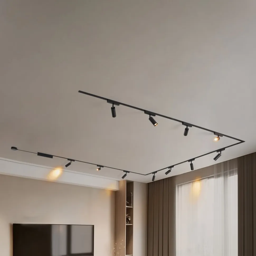 Skinnesystem 48V Lumaro, spots, 11 lyskilder, sort, Ø4cm, dæmpbar