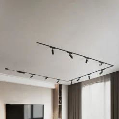 Skinnesystem 48V Lumaro, spots, 11 lyskilder, sort, Ø4cm, dæmpbar