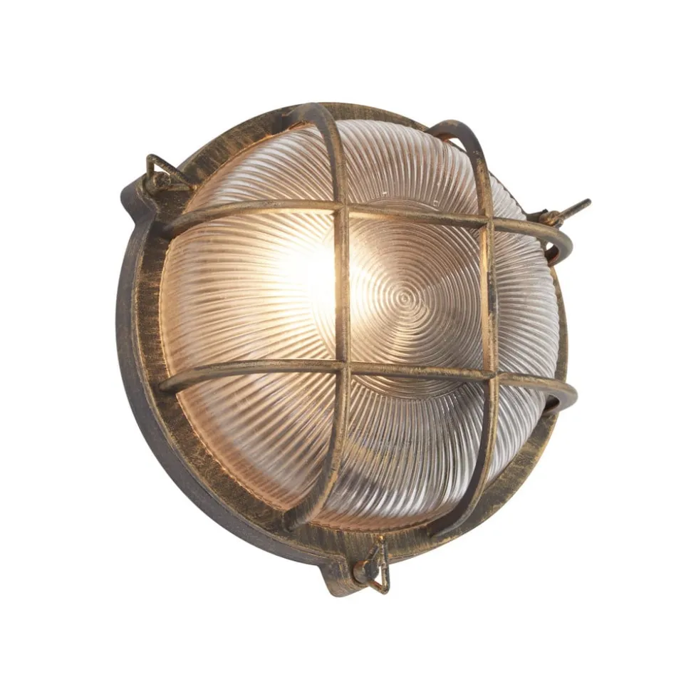 Skotlampe Porto rund, sort-guld