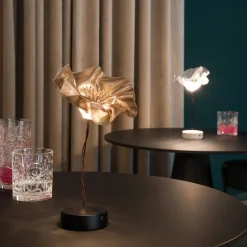 Slamp LaFleur LED-bordlampe, genopladeligt batteri, fløjl