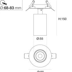 SLC LED-indbygningsspot Art, 1 lyskilde, sort, 2.700 K, aluminium