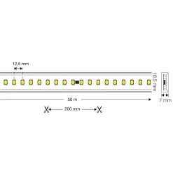 SLC LED-stripe 230V komplet sæt IP65 5m, 4.000K