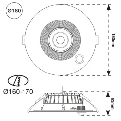 SLC Shift LED-downlight Ø 18cm hvid med sensor