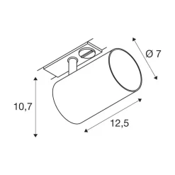 SLV Asto Tube GU10-spot til 1-fase skinne, sort