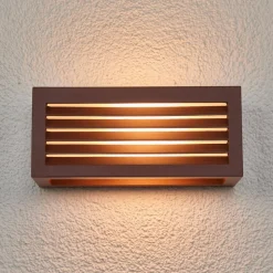 SLV Box L E27 udendørs væglampe, rustbrun