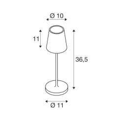 SLV genopladelig LED-lampe Vinolina Two, rustfarvet, aluminium, Ø 11 cm