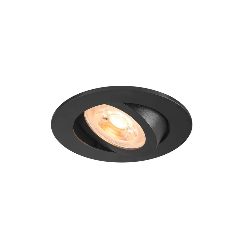 SLV Indbygget loftslampe New Tria, sort, aluminium, Ø 8,2 cm