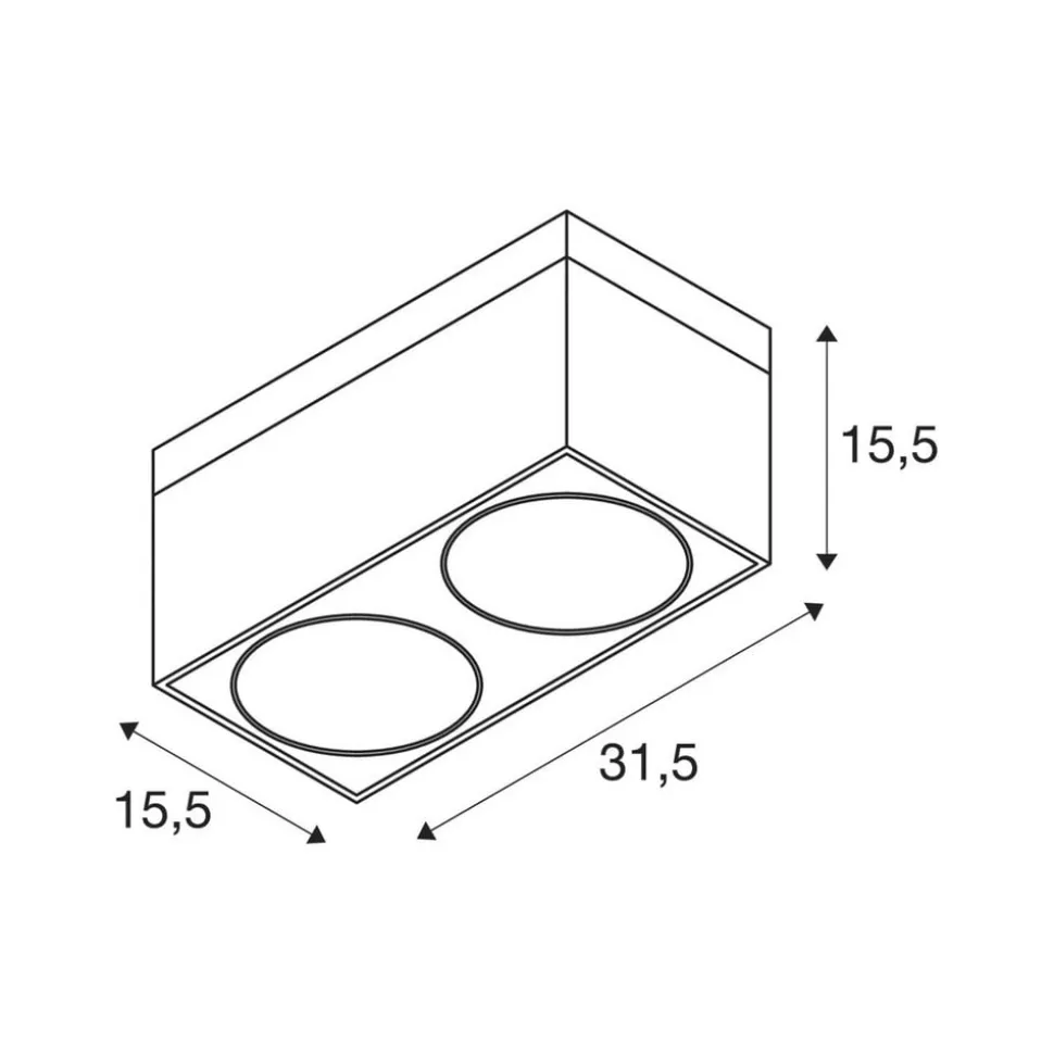 SLV Kardamod loftlampe, hvid, stål, længde 31,5 cm, 2 lyskilder.