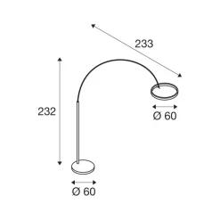 SLV LED-gulvlampe One Bow FL, sort, stål, højde 232 cm
