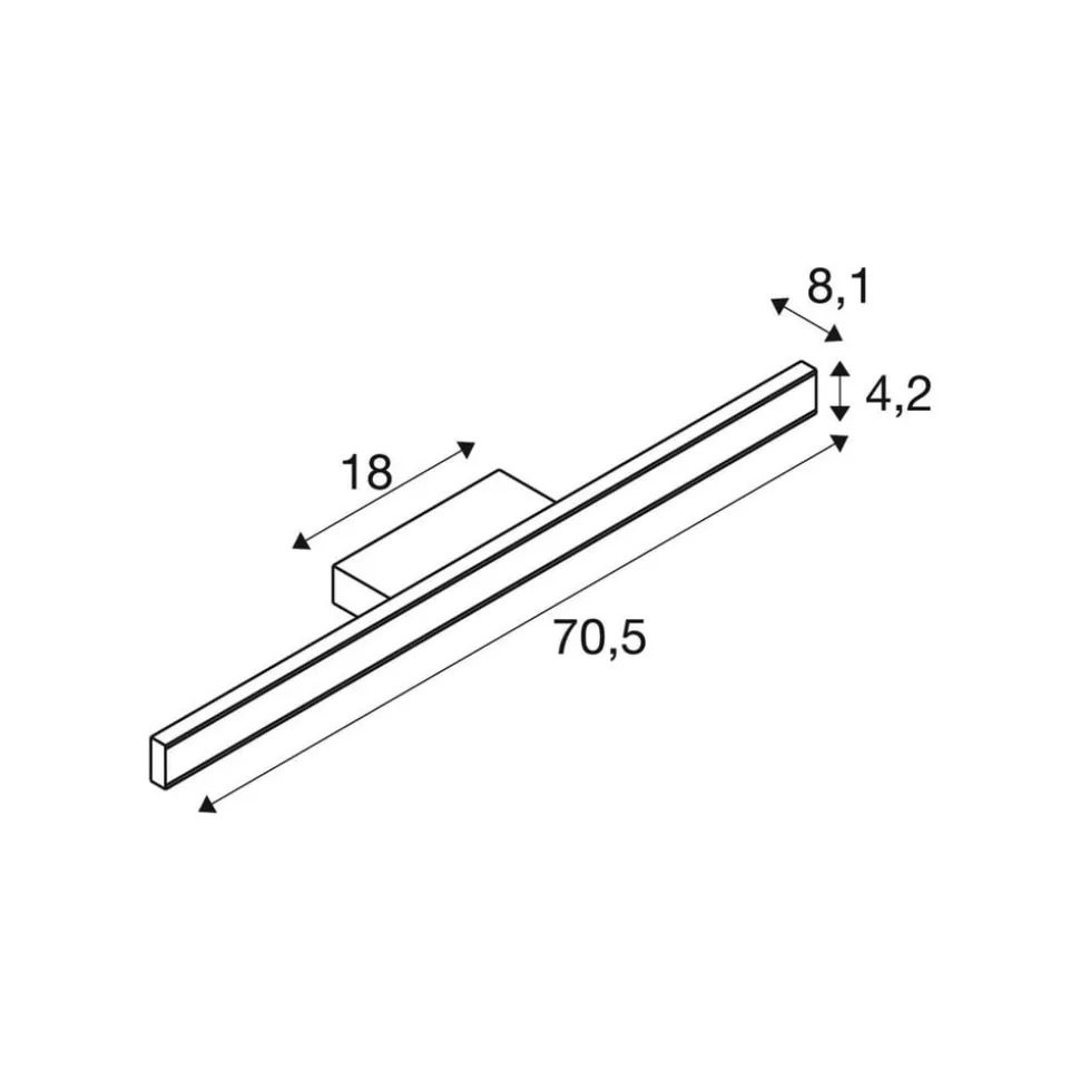 SLV LED-væglampe til badeværelset One Linear, 70 cm, sort, CCT