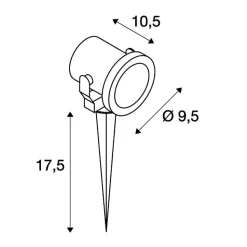 SLV Nautilus 10 spot med jordspyd, rund, stål