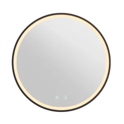 SLV Trukko LED-vægspejl IP44 CCT sort Ø 61cm