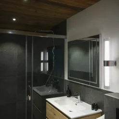 SLV væglampe til badeværelset Lygant dobbelt, krom, aluminium