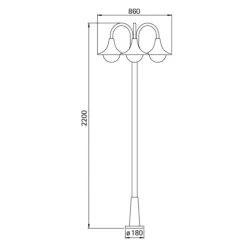 Smuk lampemast 171 i hvid med tre lys