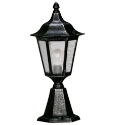 Sokkellampe 541, katedralglas, sort-sølv