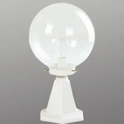 Sokkellampe I, hvid, med bobleglas