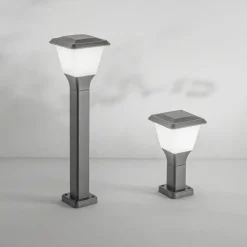 Sokkellampe Lena, 30 cm, mørkegrå, metal, E27, IP65